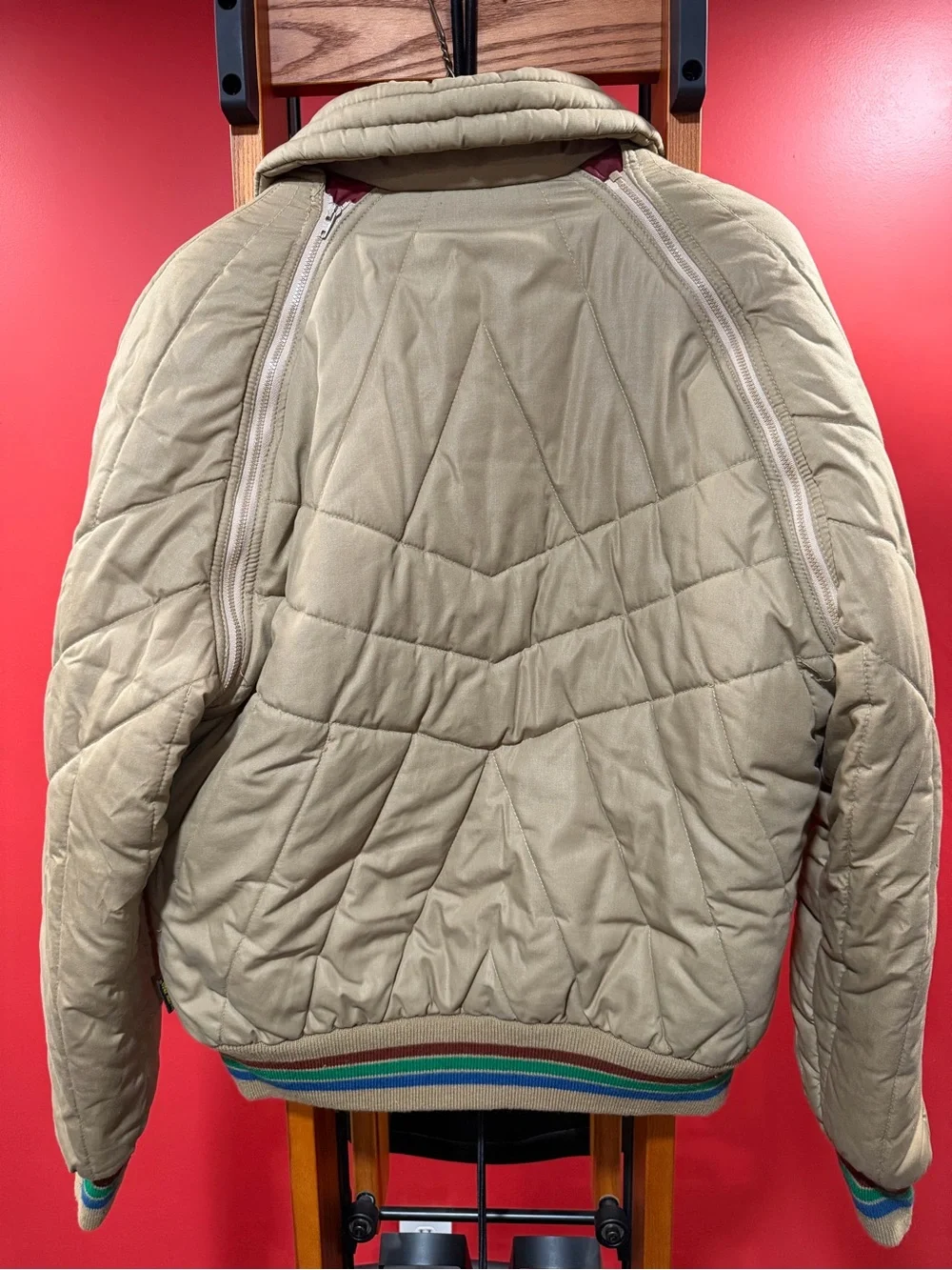 Vintage Pacific Trail Convertible Puffer Jacket Zip Off Sleeves Women’s M Tan - Picture 9 of 13